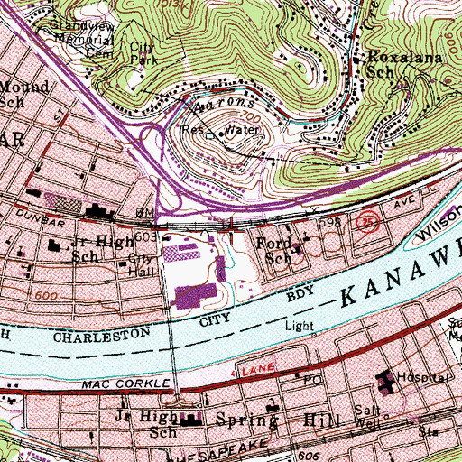 Topographic Map of Kanawha County Emergency Ambulance Authority Station 259, WV