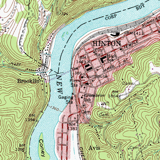 Topographic Map of Summers County Emergency Medical Services Incorporated Station 2, WV