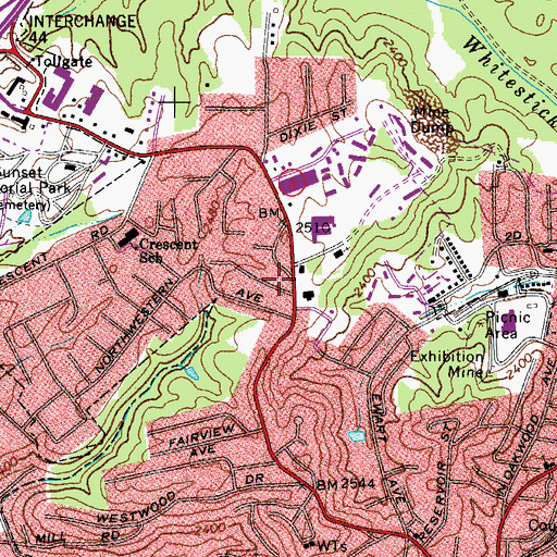 Topographic Map of Jan - Care Ambulance Service Harper Road, WV