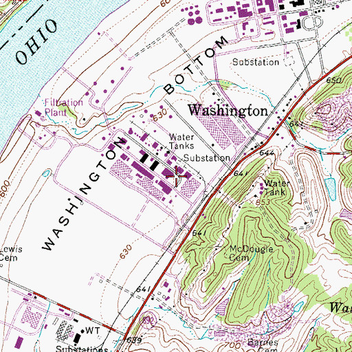 Topographic Map of General Electric Plastics Medical Unit, WV