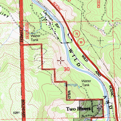 Topographic Map of Cedar Creek, CA