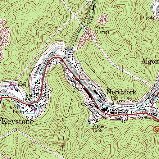 Topographic Map of Wideners Ambulance Service, WV