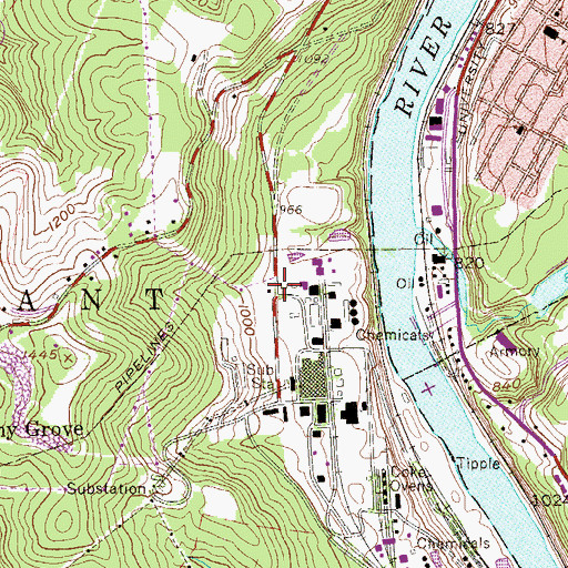 Topographic Map of Chemtura Corporation Emergency Medical Services, WV