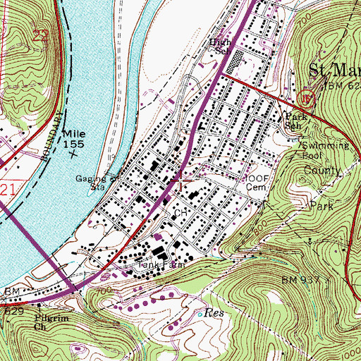 Topographic Map of Pleasants County Emergency Ambulance Authority 1, WV