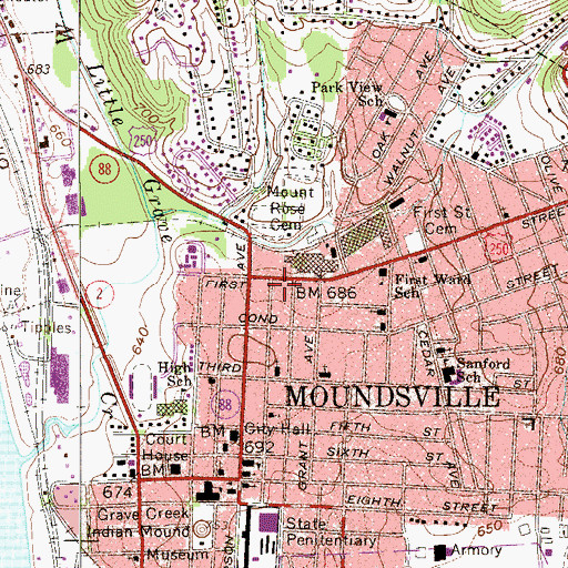 Topographic Map of Tri State Ambulance Incorporated, WV
