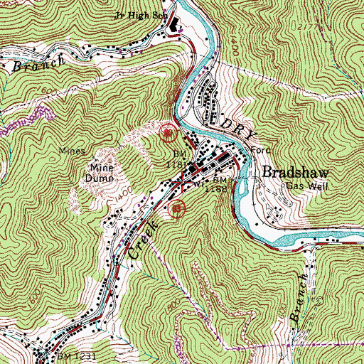 Topographic Map of McDowell County Emergency Ambulance Authority Station 3, WV