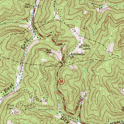 Topographic Map of Lincoln Emergency Medical Services Harts Substation, WV