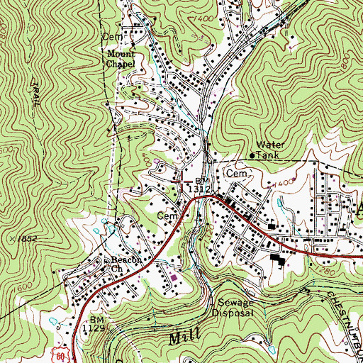 Topographic Map of Jan - Care Ambulance Service Ansted, WV