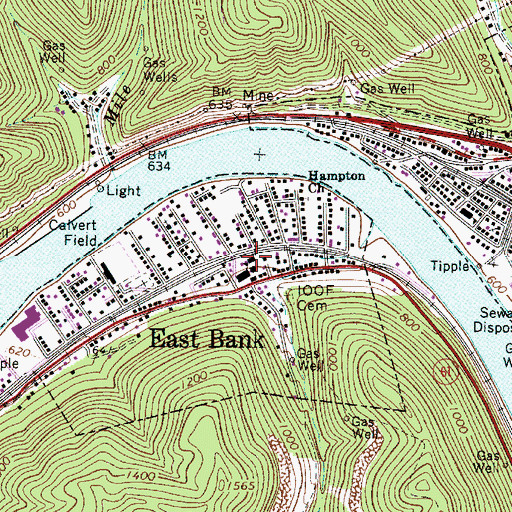 Topographic Map of Kanawha County Emergency Ambulance Authority Station 12, WV