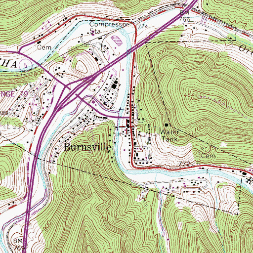 Topographic Map of Braxton County Emergency Ambulance Service Authority, WV