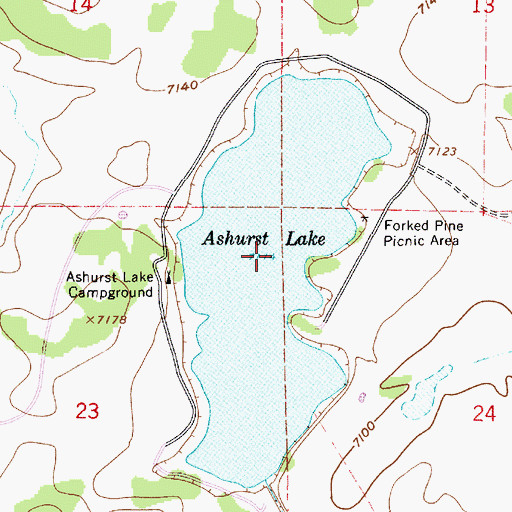 Topographic Map of Ashurst Lake, AZ