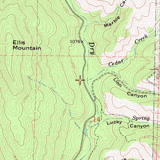 Topographic Map of Cedar Creek, CA