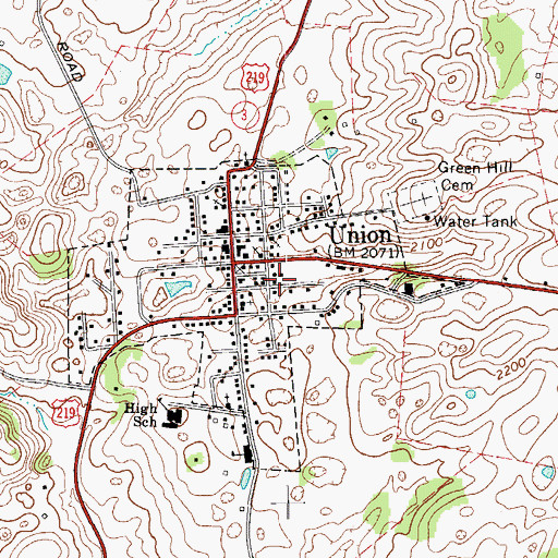 Topographic Map of Union Rescue - Monroe County Transport Station 4, WV