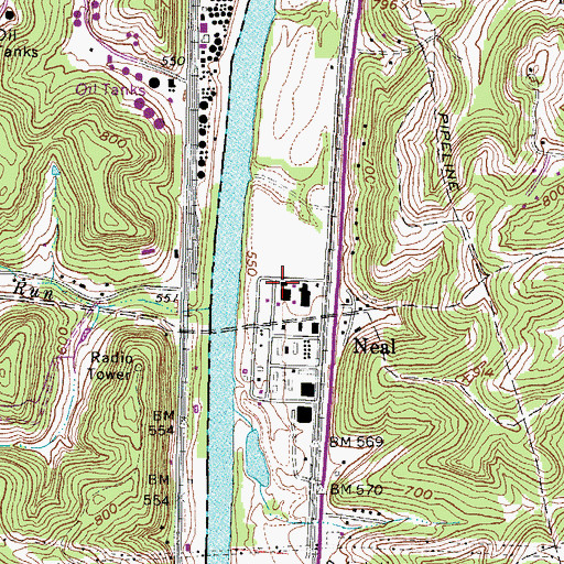 Topographic Map of Braskem America's Neal Plant Ambulance, WV