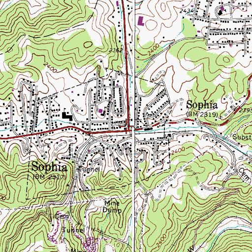 Topographic Map of Jan - Care Ambulance Service Incorporated Sophia, WV