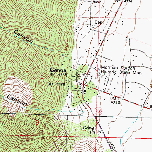 Topographic Map of East Fork Fire and Paramedic Districts Station 3 Genoa Volunteer Fire Department, NV