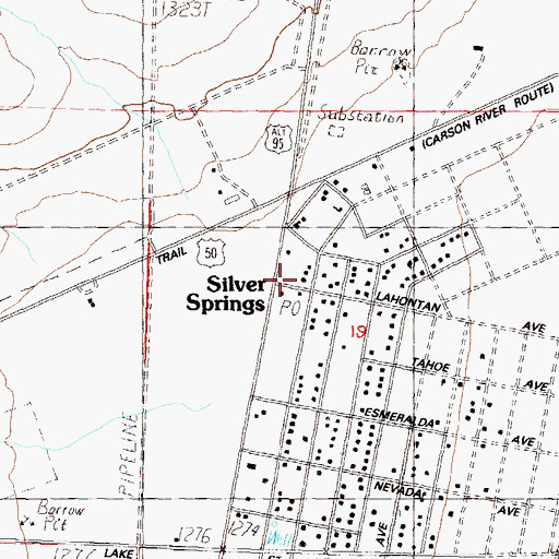 Topographic Map of Central Lyon County Fire Protection District Silver Springs Volunteer Fire Department Station 32, NV