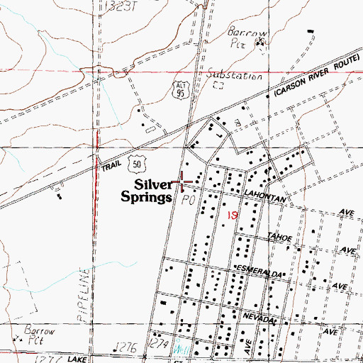 Topographic Map of Central Lyon County Fire Protection District Silver Springs Volunteer Fire Department Station 32, NV