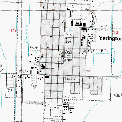Topographic Map of Yerington / Mason Valley Fire Department Station 1, NV