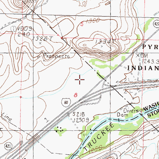 Topographic Map of Wadsworth Volunteer Fire Department, NV