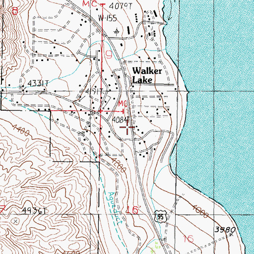 Topographic Map of Walker Lake Volunteer Fire Department, NV