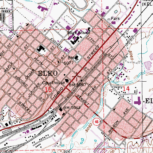 Topographic Map of Elko Fire Department Station 2, NV