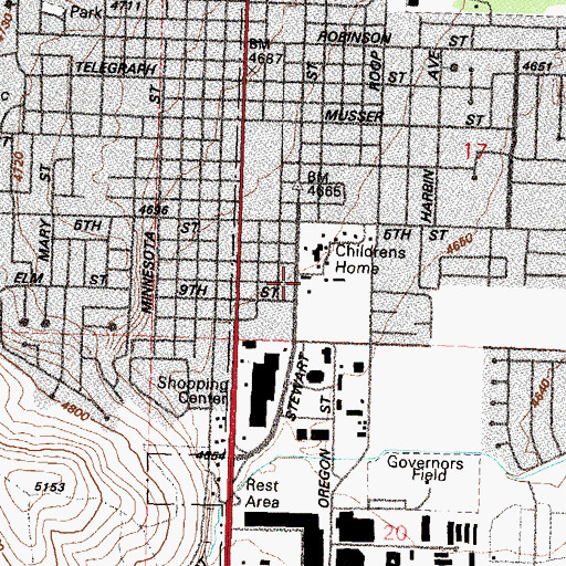 Topographic Map of Carson City Fire Department Station 51, NV