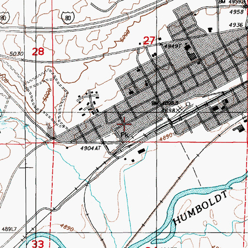 Topographic Map of Carlin Volunteer Fire Department, NV