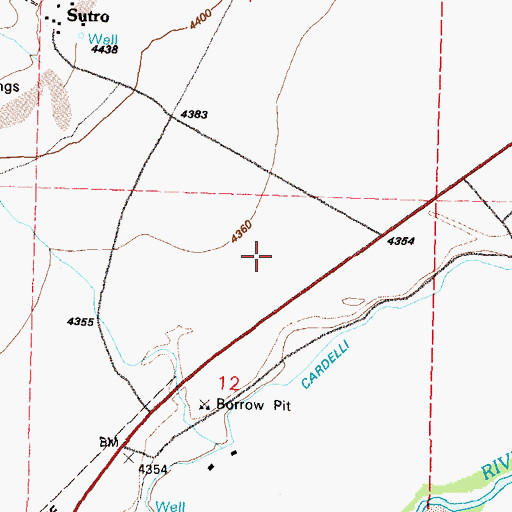 Topographic Map of Central Lyon County Fire Protection District Sutro Fire Department Station 35, NV