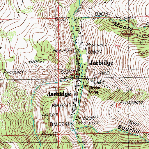 Topographic Map of Jarbidge Volunteer Fire Department, NV