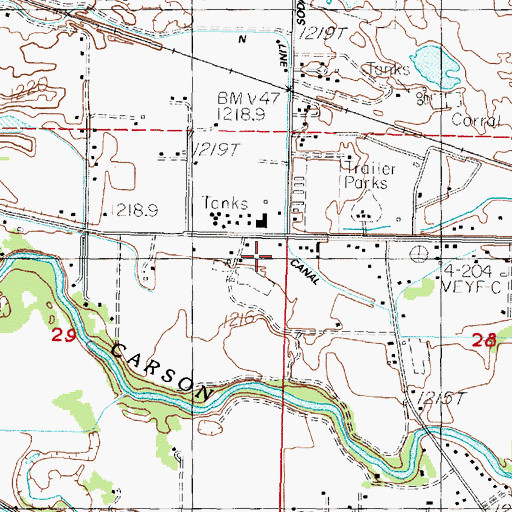 Topographic Map of Fallon / Churchill Volunteer Fire Department Station 2, NV