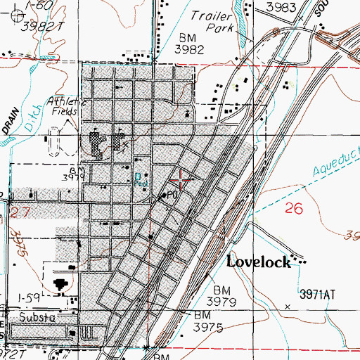 Topographic Map of Lovelock Volunteer Fire Department, NV