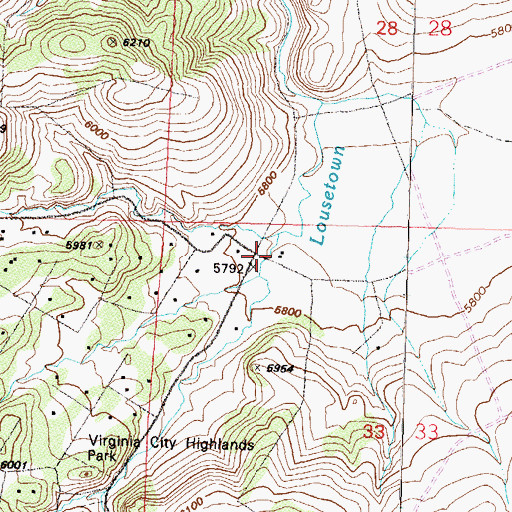 Topographic Map of Storey County Fire Department Station 2 Virginia Highlands, NV