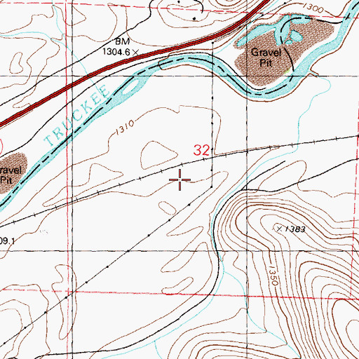 Topographic Map of Storey County Fire Department Station 5 Tahoe - Reno Industrial Complex, NV