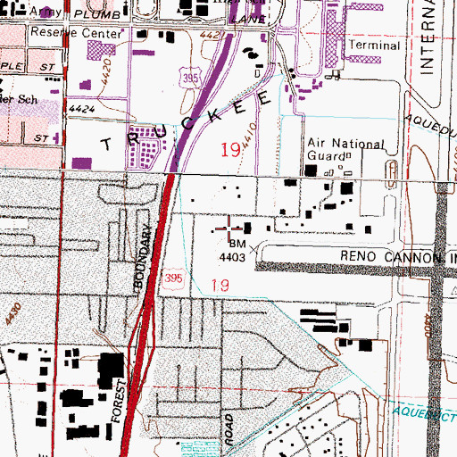Topographic Map of Reno Tahoe Airport Authority Fire Department, NV
