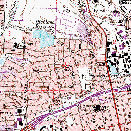 Topographic Map of Reno Fire Department Station 4, NV