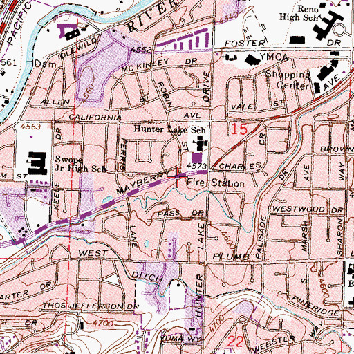 Topographic Map of Reno Fire Department Station 5, NV