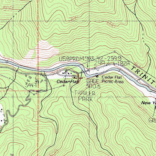 Topographic Map of Cedar Flat Creek, CA