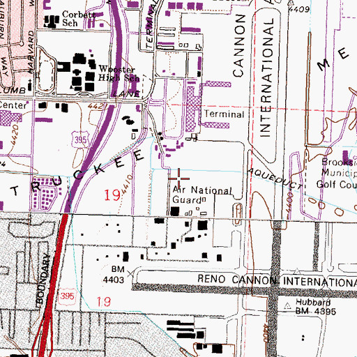 Topographic Map of Nevada Air National Guard Fire and Emergency Services, NV