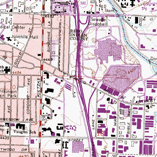 Topographic Map of Reno Fire Department Station 21, NV
