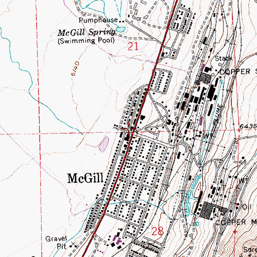 Topographic Map of McGill Volunteer Fire Department, NV