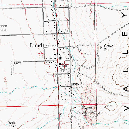 Topographic Map of Lund Volunteer Fire Department, NV