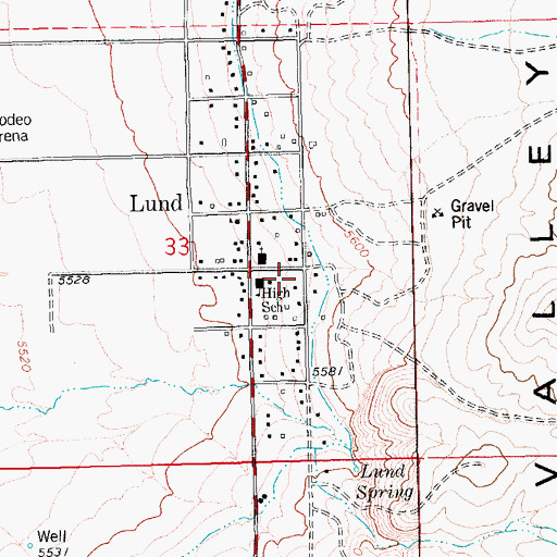 Topographic Map of White Pine County Emergency Medical Services - Lund, NV