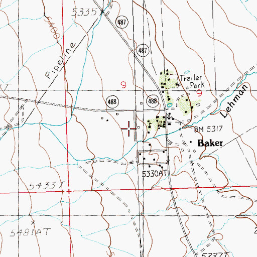 Topographic Map of Snake Valley Volunteer Fire Department, NV