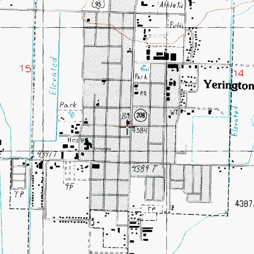 Topographic Map of Yerington / Mason Valley Fire Department Station 2, NV