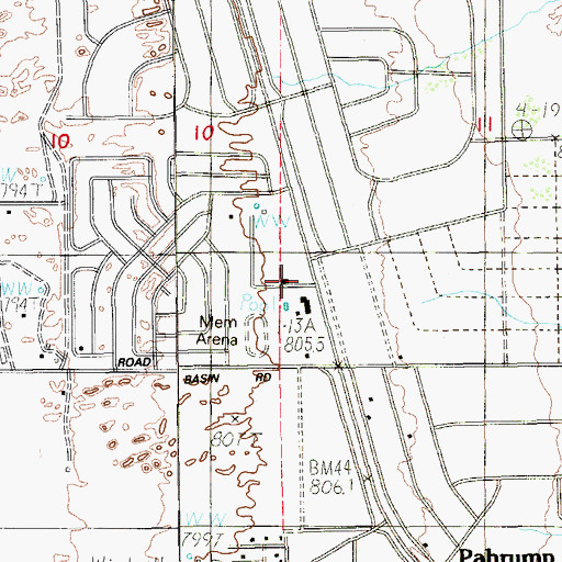 Topographic Map of Pahrump Valley Fire and Rescue Station 1, NV