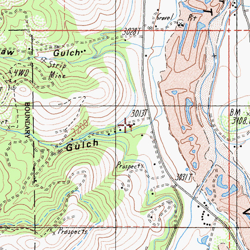 Topographic Map of Cedar Gulch, CA