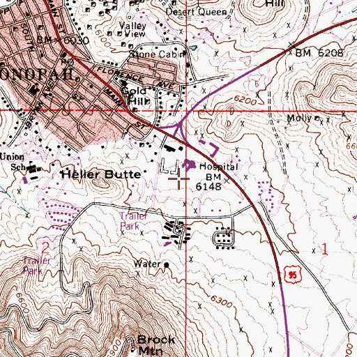 Topographic Map of Tonopah Volunteer Ambulance Service, NV