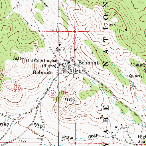 Topographic Map of Belmont Fire Department, NV
