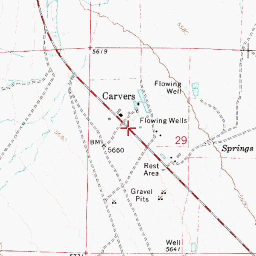 Topographic Map of Smokey Valley Fire Department, NV
